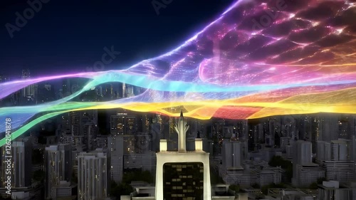 Futuristic Cityscape with Dynamic Light Effects