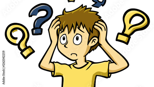 Puzzled Cartoon Boy