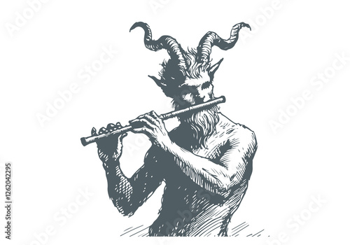 Faun Satyr hand drawn sketch vector