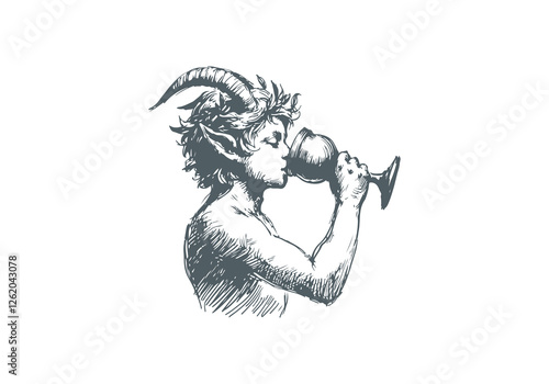 Faun Satyr hand drawn sketch vector
