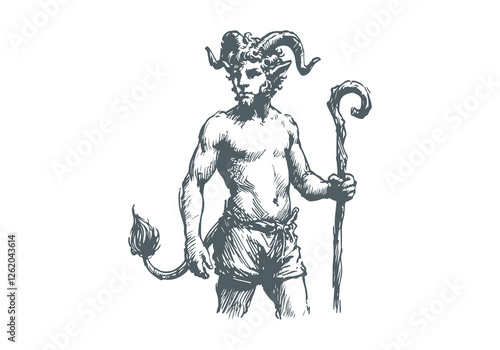 Faun Satyr hand drawn sketch vector
