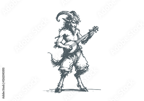 Faun Satyr hand drawn sketch vector
