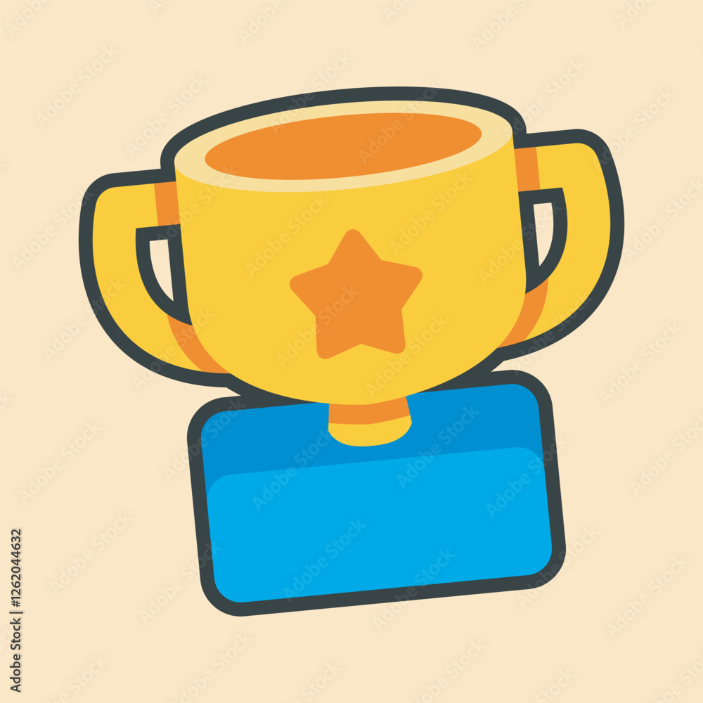 golden cup with outline flat vector design. golden cup with outline flat vector design.