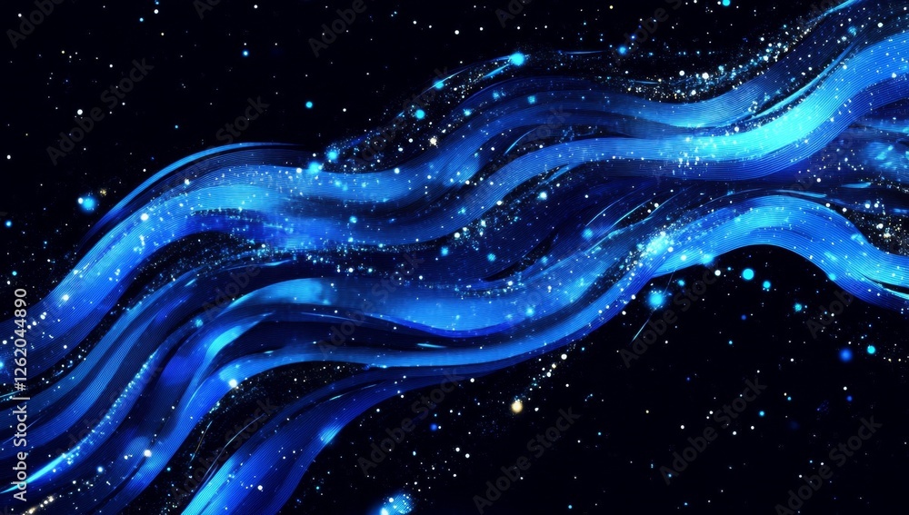Blue cosmic wave, starlight background, digital art, website header Blue cosmic wave, starlight background, digital art, website header