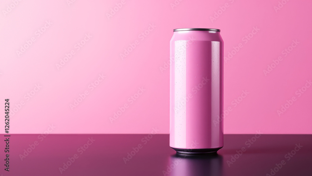 Can of pink soda is sitting on a table Can of pink soda is sitting on a table