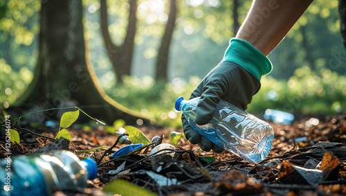 Environmental Cleanup Effort – Collecting Plastic Waste in Nature