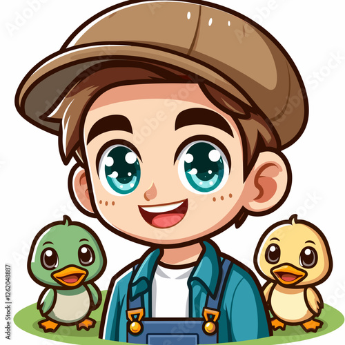 Farmer with ducklings