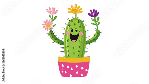 Cheerful Cactus with Flowers