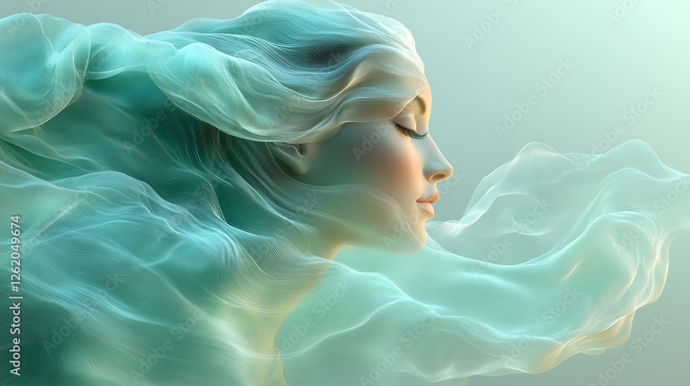 Transparent seafoam gradient background soft flowing lines for spa or wellness branding Transparent seafoam gradient background soft flowing lines for spa or wellness branding