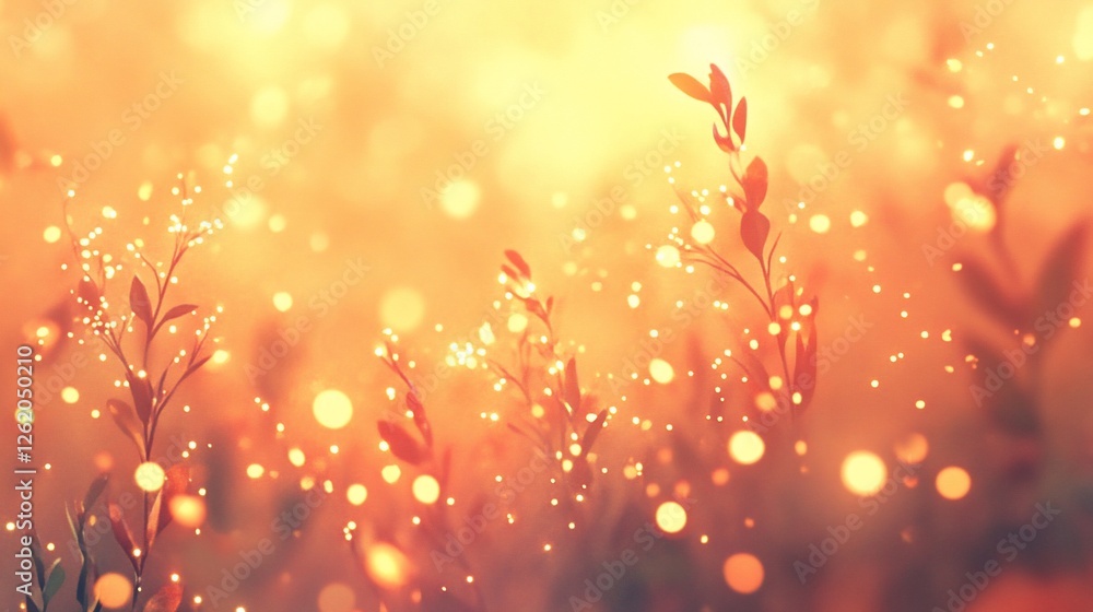 Golden hour sunlight illuminating delicate plants and bokeh. Golden hour sunlight illuminating delicate plants and bokeh.