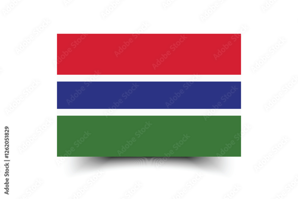 Fototapeta premium Gambia flag. Flag of Gambia. The official ratio. Flag icon. Standard color. Standard size. A rectangular flag. Computer illustration. Digital illustration. Vector illustration.