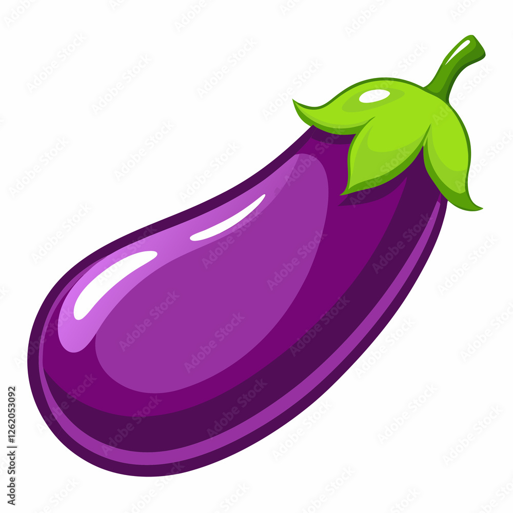 a whole eggplant with a shiny purple skin