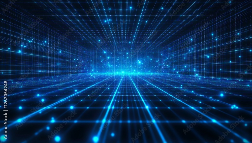 Blue digital grid highway, data flow, futuristic background, tech concept Blue digital grid highway, data flow, futuristic background, tech concept