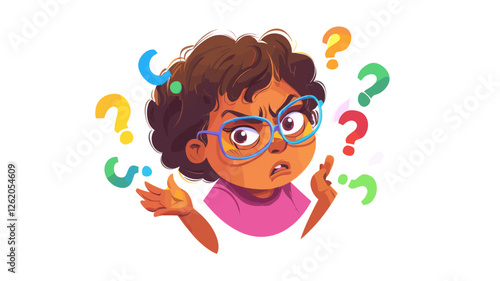 Confused Girl with Question Marks