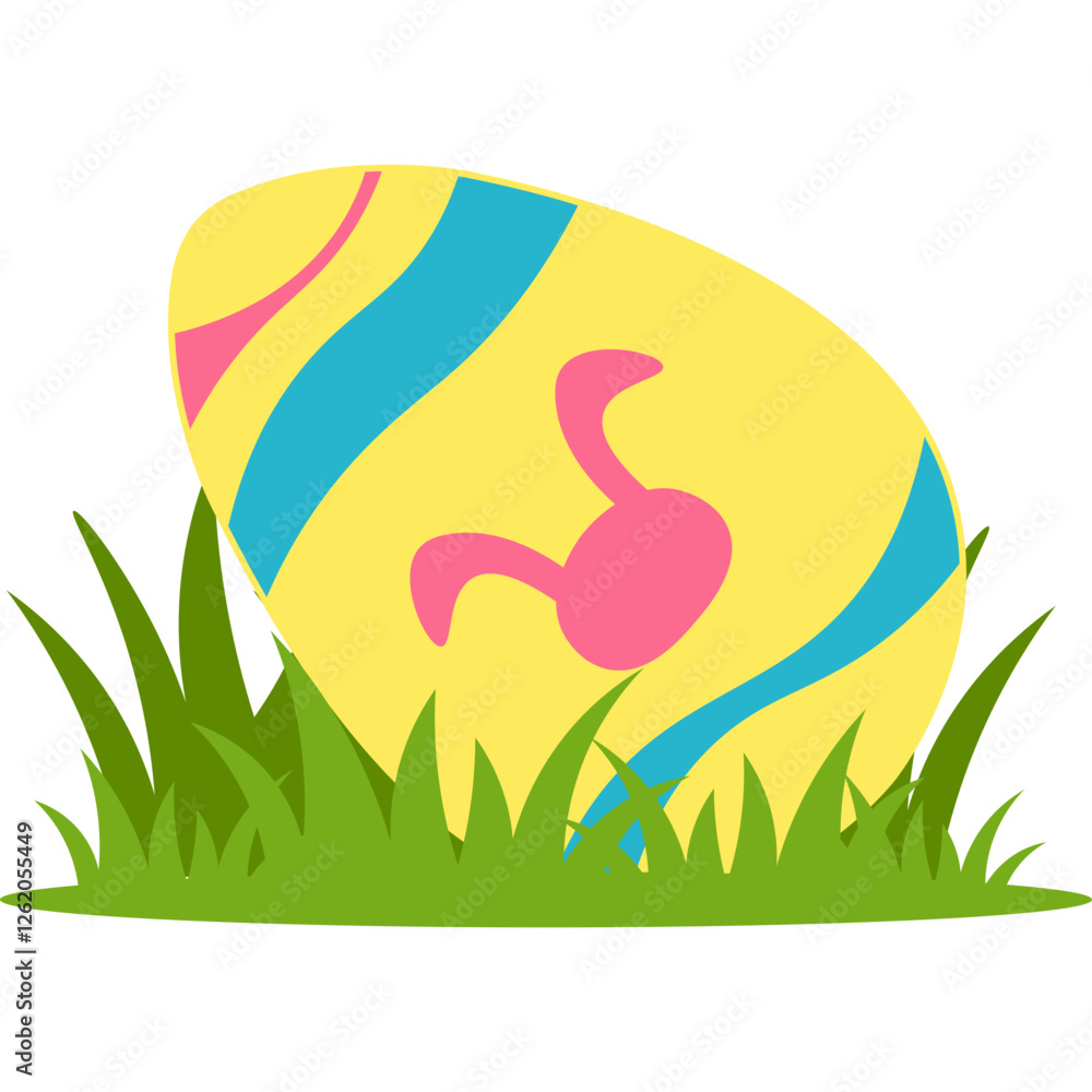 Naklejka premium Easter Egg with Grass Illustration