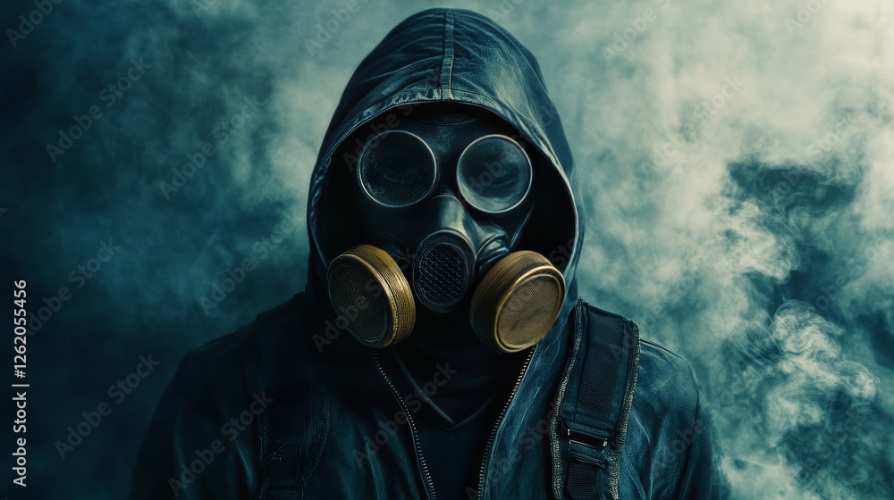Isolated figure cloaked in mystery amidst an apocalyptic haze Isolated figure cloaked in mystery amidst an apocalyptic haze