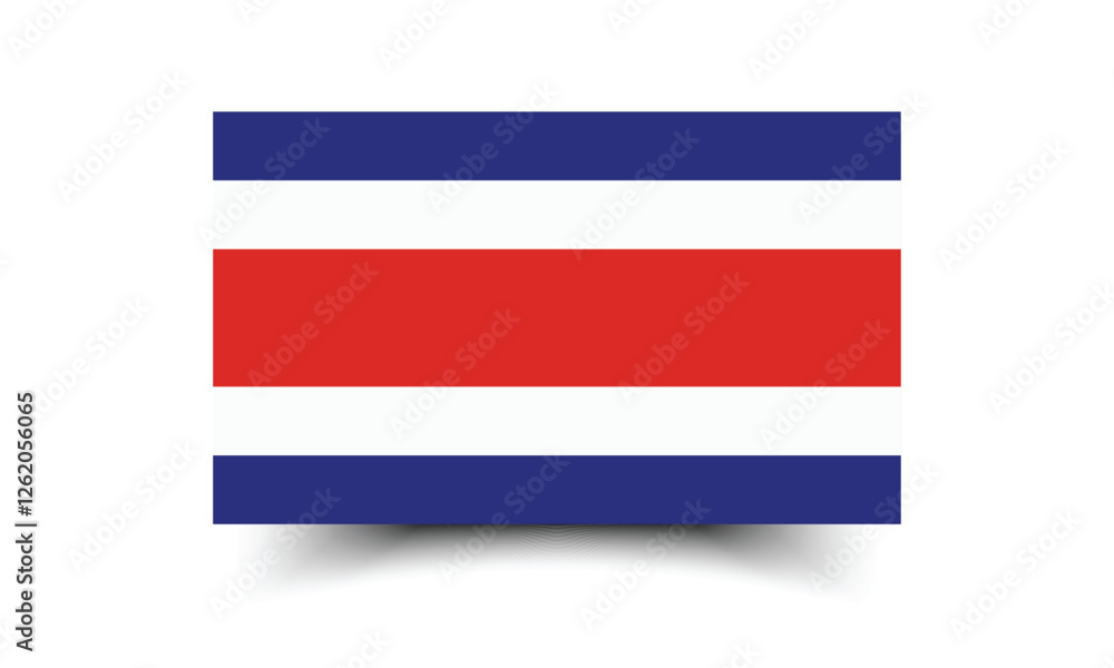 Costa Rica flag. The official ratio. Flag icon. Standard color. Standard size. A rectangular flag. Computer illustration. Digital illustration. Vector illustration.