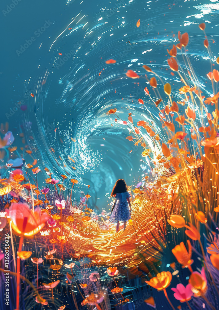 Obraz premium Magical journey through a swirling floral vortex 