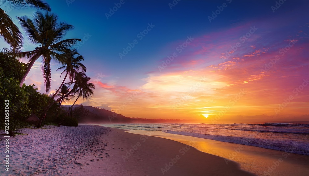 sunset on the beach with colorful sky sunset on the beach with colorful sky