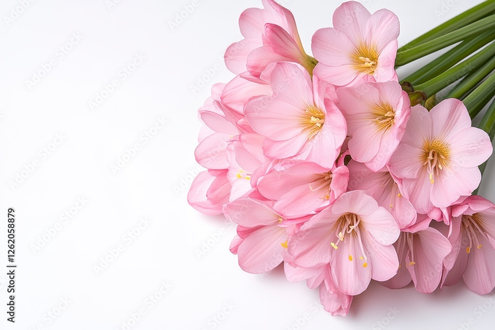 Light Pink Flower Bouquet on White Background Light Pink Flower Bouquet on White Background