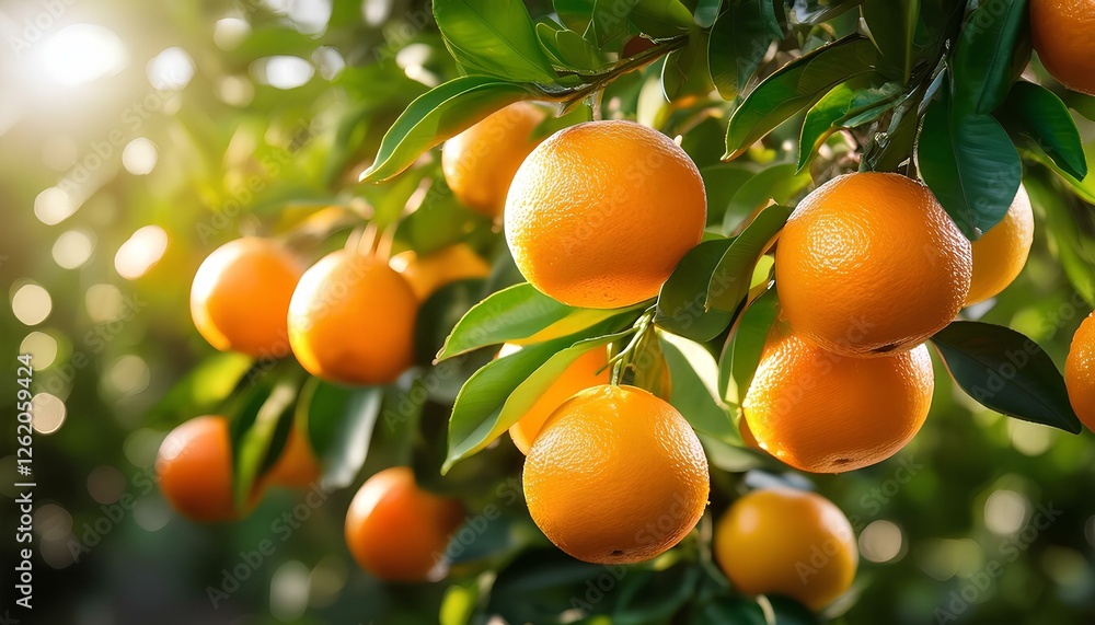 oranges on tree. Ripe oranges on tree with dense green leaves. oranges on tree. Ripe oranges on tree with dense green leaves.