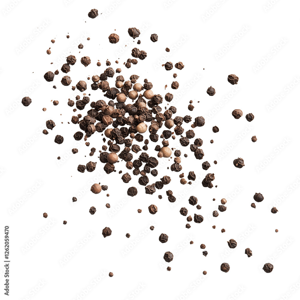 Black and White Peppercorns Explosion Spice Burst Culinary Ingredient, Isolated on Transparent Bakcground, Ai Generative Images Black and White Peppercorns Explosion Spice Burst Culinary Ingredient, Isolated on Transparent Bakcground, Ai Generative Images