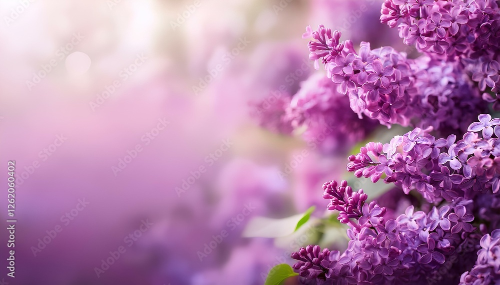 Fototapeta premium purple lilac flowers in the garden. Purple flowers on spring bokeh background with copy space.