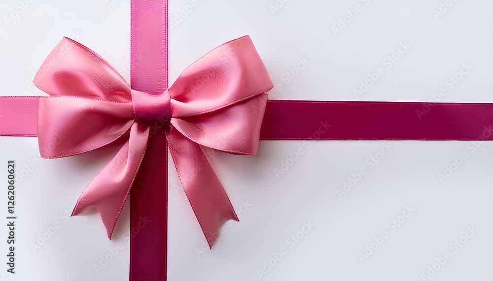 Pink ribbon bow isolated on white background. Pink ribbon gift wrap. Pink ribbon bow isolated on white background. Pink ribbon gift wrap.