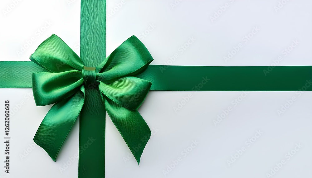 Green ribbon bow isolated on white background. Green ribbon gift wrap. Green ribbon bow isolated on white background. Green ribbon gift wrap.