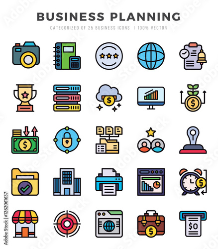 Business Planning Icon Pack 25 Vector Symbols for Web Design.
