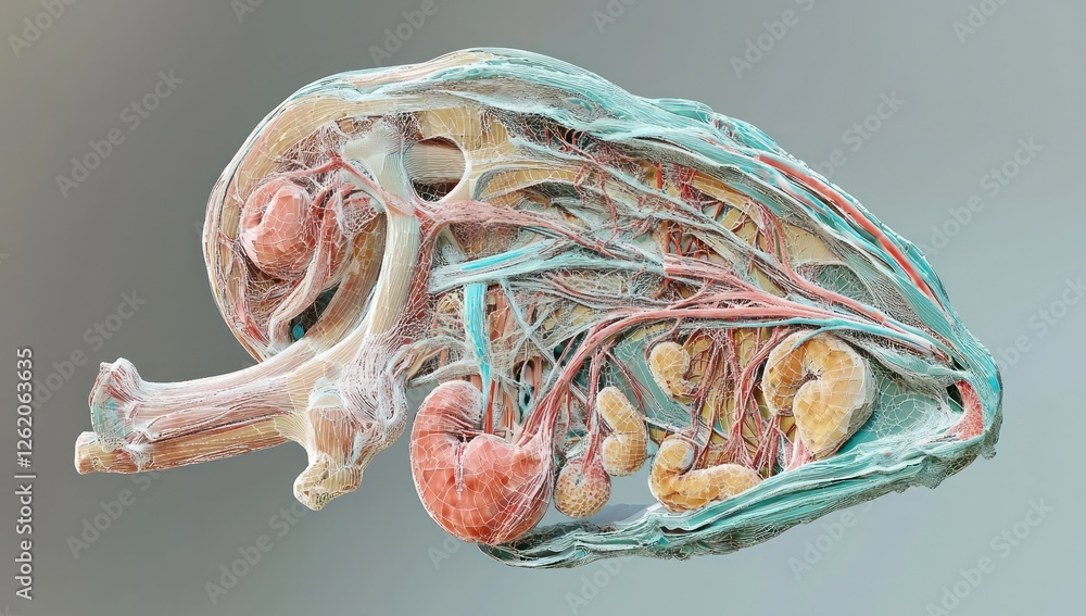Obraz premium Nephrology-focused kidney function analysis displayed with anatomical precision.
