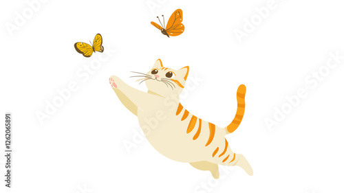 Playful Cat with Butterflies