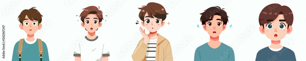 vector a teenager is looking surprised with a simple and minimalist flat design style, plain white background vector a teenager is looking surprised with a simple and minimalist flat design style, plain white background