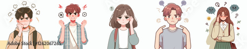 vector a teenager is feeling frustrated and annoyed with a simple and minimalist flat design style, plain white background