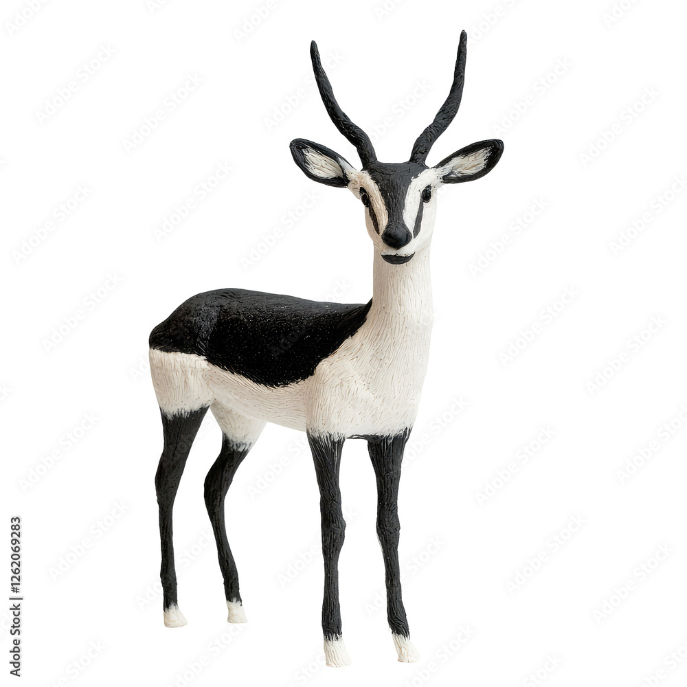 Playdough Sculpture of a Realistic Antelope Figure on a Solid transparent background