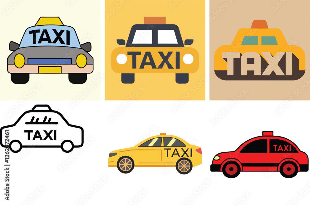 Taxi Icon Vector Art Illustration Bundle Image Set Taxi Icon Vector Art Illustration Bundle Image Set