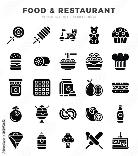 Food and Restaurant Icon Bundle 25 Icons for Websites and Apps