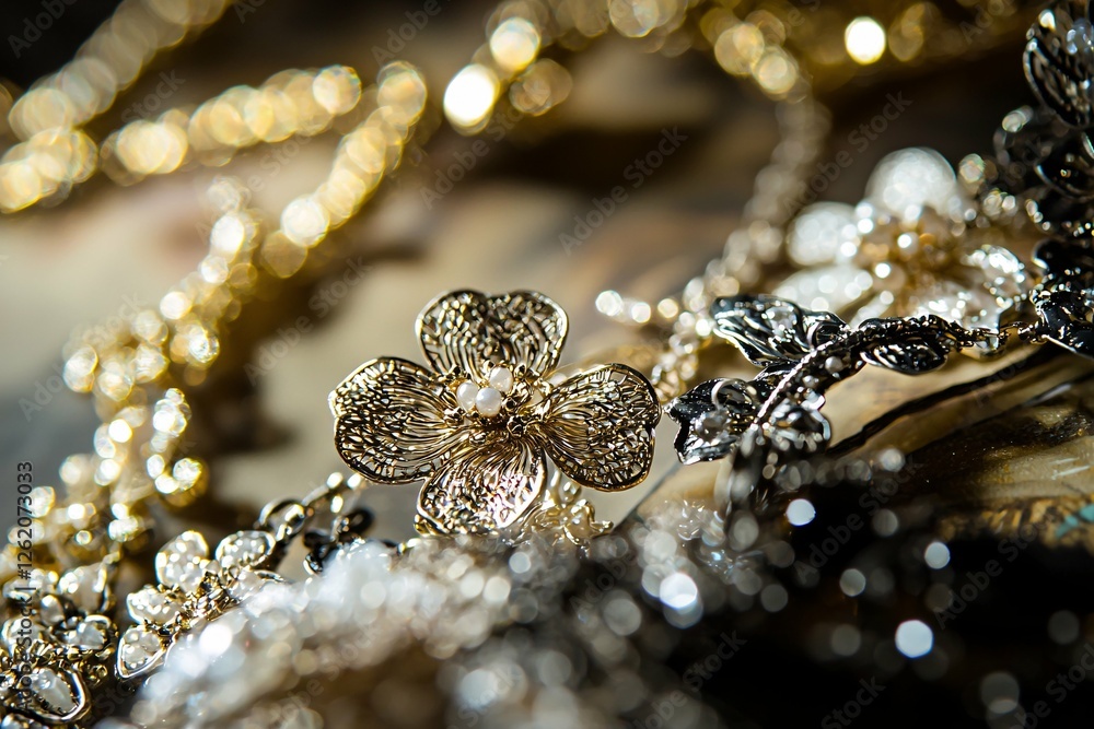 This professional studio shot showcases the elegance of handmade jewelry, featuring intricate designs and highlighting exceptional craftsmanship through a close-up of unique pieces. This professional studio shot showcases the elegance of handmade jewelry, featuring intricate designs and highlighting exceptional craftsmanship through a close-up of unique pieces.
