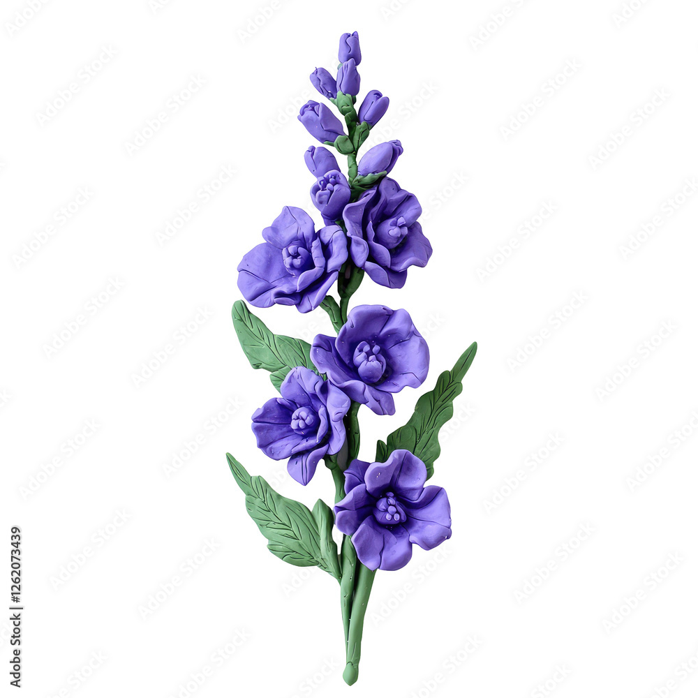 Elegant Purple Flowers Crafted from Playdough Against a Solid transparent background for Versatile Creative Use Elegant Purple Flowers Crafted from Playdough Against a Solid transparent background for Versatile Creative Use
