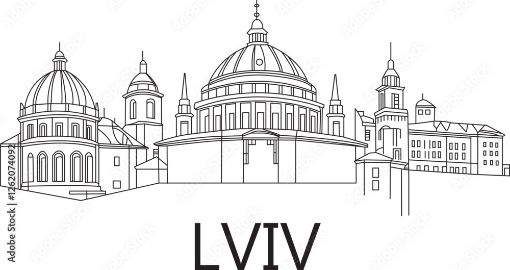 Obraz premium Lviv City Line Draw Simple Minimalist