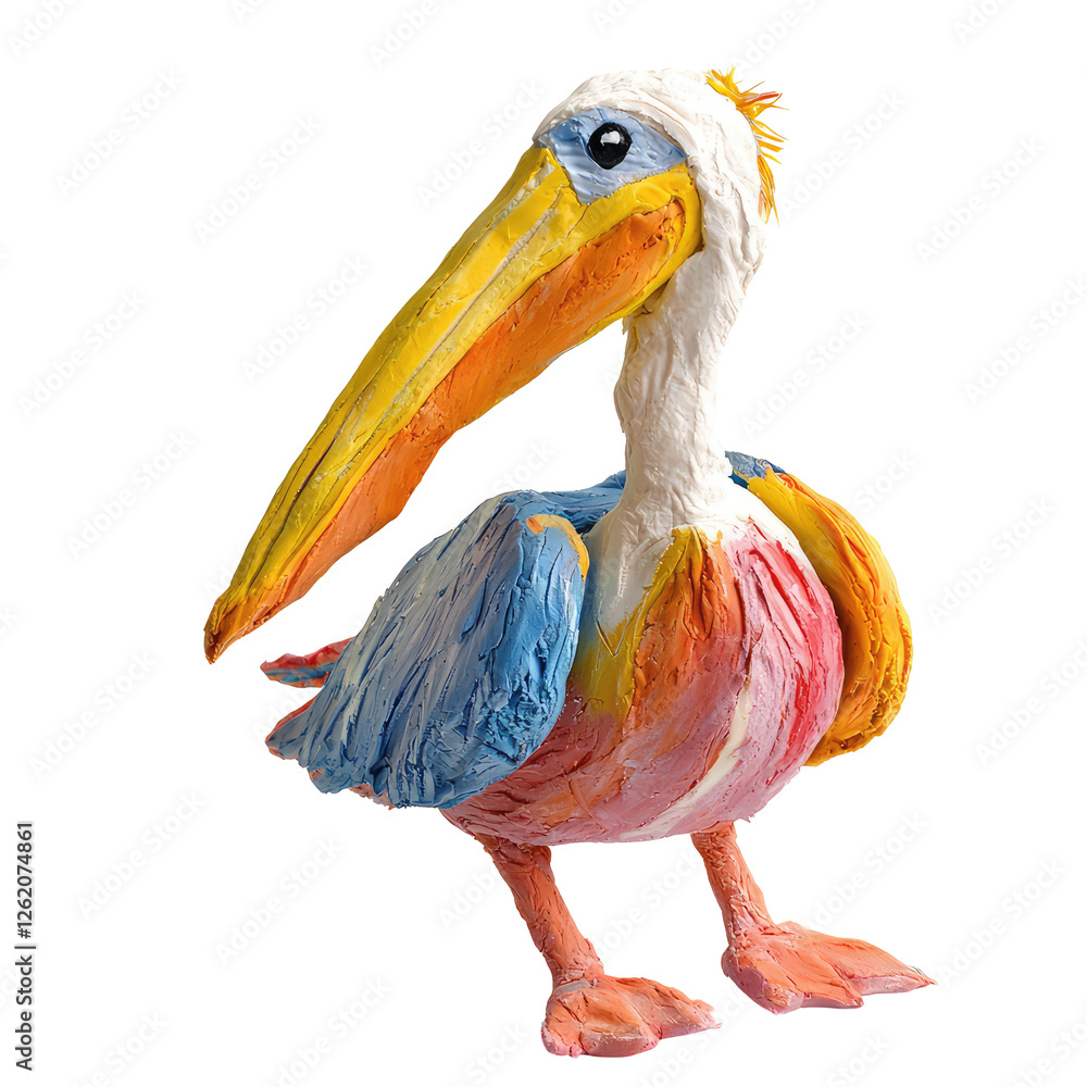 Fototapeta premium Colorful Handmade Bird Sculpture Created from Playdough on a Solid transparent background