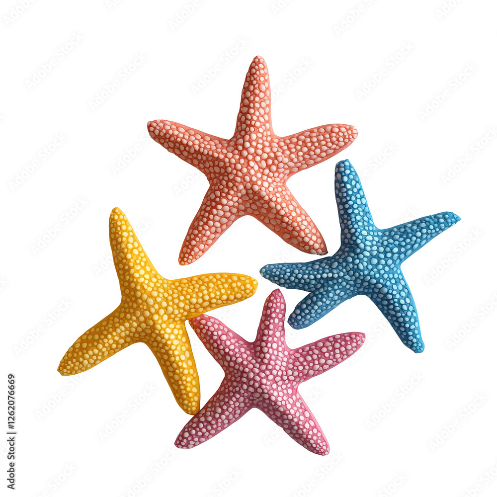 Colorful Starfish Made of Playdough on Solid Background for Creative Projects and Education Use Colorful Starfish Made of Playdough on Solid Background for Creative Projects and Education Use