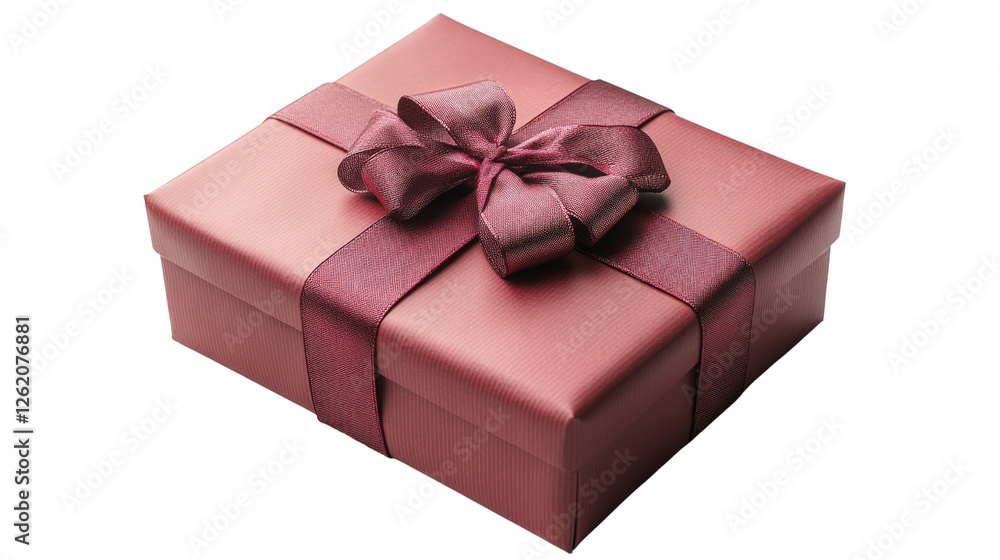 Obraz premium A Ruby Gift: An elegantly wrapped present, its crimson box adorned with a matching ribbon and bow, symbolizing surprise and appreciation. 
