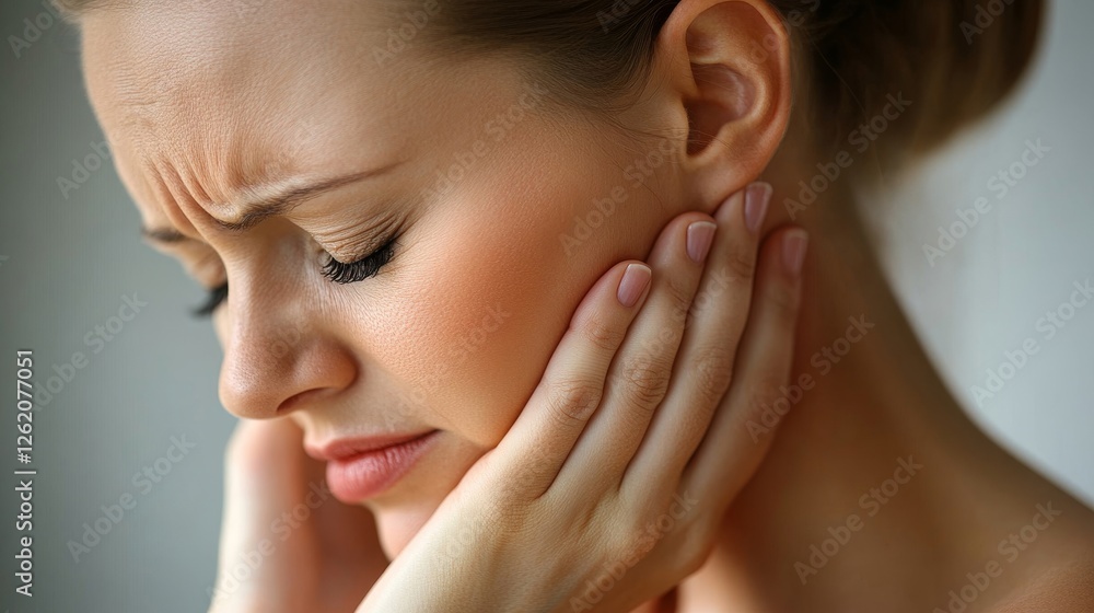 Fototapeta premium Young Businesswoman Suffering From Neck Pain At Office