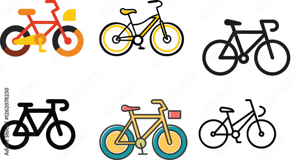 Obraz premium Bicycle Icon Vector Art Illustration Bundle Image Set