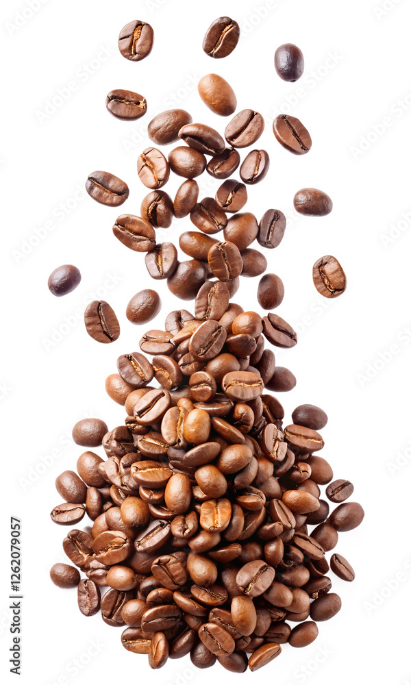 Naklejka premium Dynamic Cascade of Coffee Beans