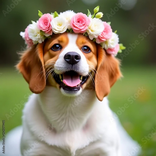 puppy with flower