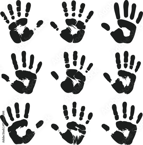 Set of Handprint Silhouettes – Holi Festival and Artistic Design