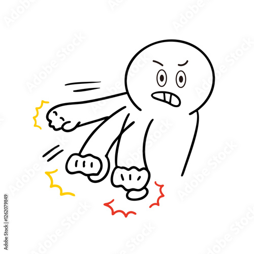 連打のパンチをしている棒人間