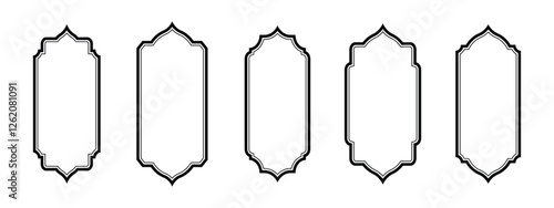 Set of Islamic door and arabic window Shape Illustration. Muslim oriental shapes design for Ramadan.